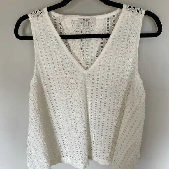 MADEWELL White Eyelet Open Back Swing Top - Picture 9 of 9